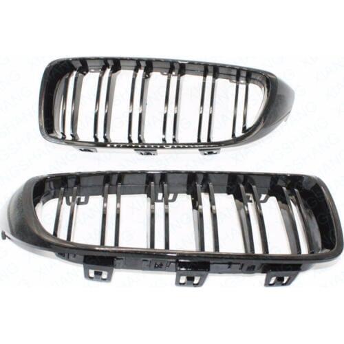 2x Bumper Gloss Black Front Kidney Grille Dual Slat M4 Sport Car Style Grill for BMW 4 Series F32 F33 F36 F82 Cabriolet 2013