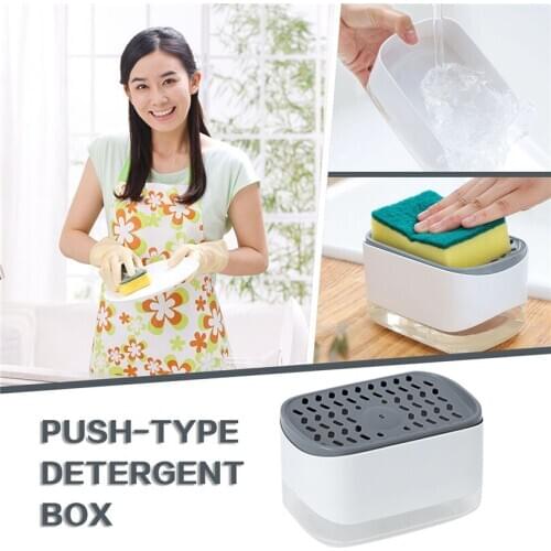 Kitchen Press The Soap Box Dispenser Detergent And Liquid Box Sponge Brush Pad Dishwashing Soap Box Kitchen Accessories J60