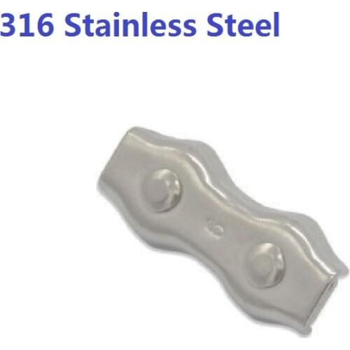 5PCS M2 M3 M4 M5 M6 M8MM 316 Stainless Steel Industrial Wire Rope Cable Duplex Clips Stainless Steel Wire Cable Rope Grips Clamp