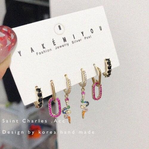 Fashion Snake-shaped Animal Pendant Hoop Earrings Sets Geometric Retro Gorgeous Drop Earrings For Women Gift 2021 Jewelry
