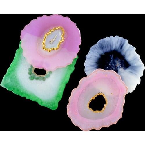 9pcs Agate Resin Coaster Molds Set Epoxy Silicone Molds DIY Geode Coasters Casting Molds Jewelry Tools