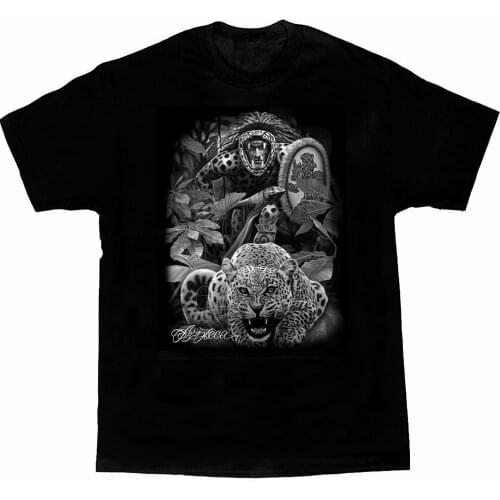 Azteca Jaguar Warrior Chicano Art T-Shirt Summer Cotton Short Sleeve O-Neck Mens T Shirt New S-3XL