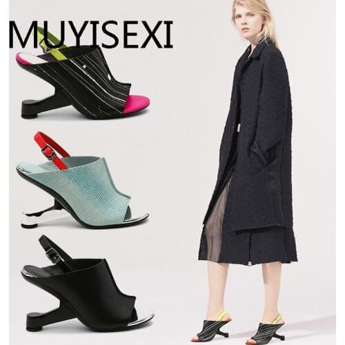 Colorful Women Gladiator Sandals Strange Steel High Heel Wedge Shoes Woman Peep Toe Women Pumps Ladies HL141 MUYISEXI