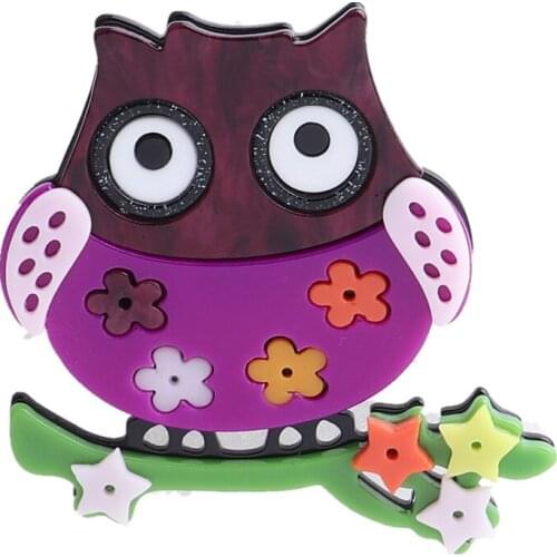 Fashion Vivid Purple Acrylic Bird Brooches Pins For Women Colorful Animal Brooch Badge Corsage Clip Pin Scarf Decoration Jewelry