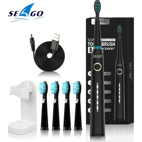 SEAGO Electric Toothbrush Rechargeable Whitening Toothbrush Waterproof 5 Cleaning Modes Sonic Toothbrush for Adult Fast Charge
