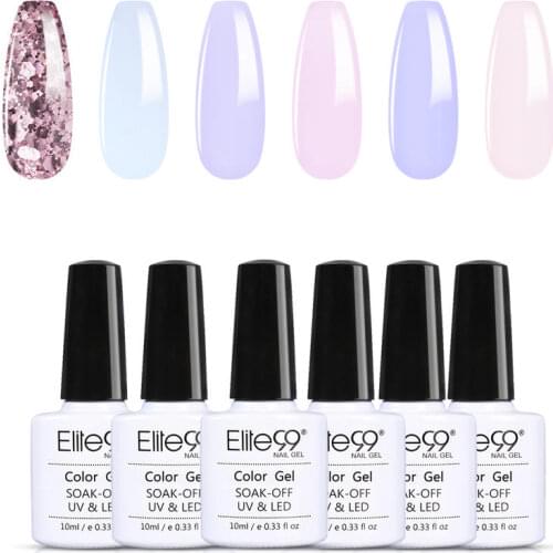 Elite99 6 Pieces/lot Gel Nail Polish Manicure Set Soak Off UV Painting Gel Nail Art Rose Gold Color Glitter Nails Gel Varnish