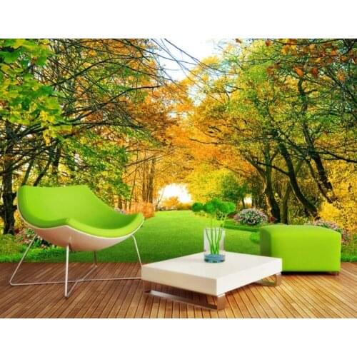 Park woods trail 3D landscape background wall painting