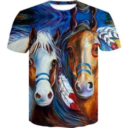 3d T Shirt Animal T-shirt Men Graffiti Ink Painting Horse T-shirts Landscape Shirt Print Funny Tshirts Casual Short Sleeve Shirt