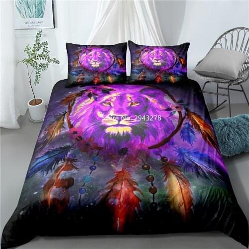 Children Adult Bedroom Decoration Dream Catcher Animal Tiger Lion Pattern Bedding Set Duvet Covered Pillowcase Home Textiles