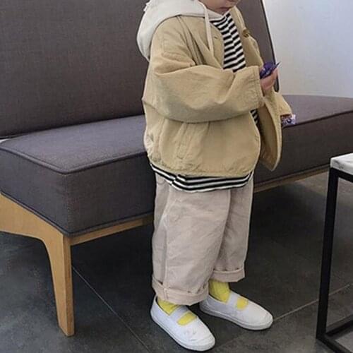 2021 childrens autumn new jacket tide boys and girls Japanese and Korean loose washed retro cardigan jacket