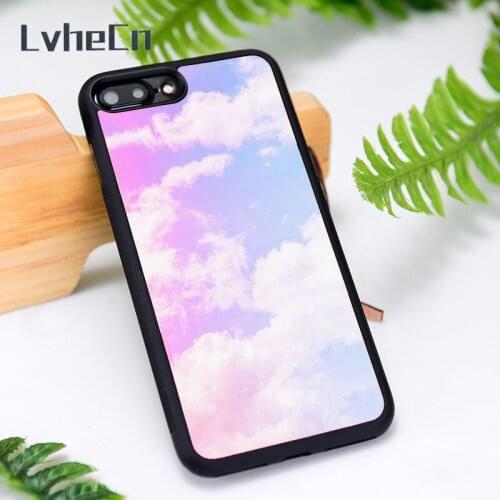 LvheCn Silicone Rubber Phone Case Cover for iPhone 6 6S 7 8 Plus X XS XR 11 12 Mini Pro Max Clouds