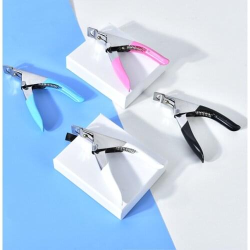 Acrylic Nail Clippers Fake Nail Trimmer Stainless Steel False Nail Tip Cutter Ergonomic Pink White Blue Black Color