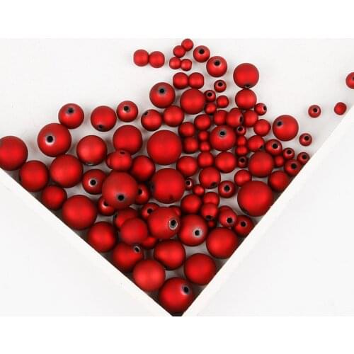 6mm/8mm/10mm/12mm/14mm/16mm Black Red Color Acrylic Beads Matte Loose Beads For DIY Handmade Bracelet Necklace Jewelry Making