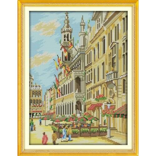 City street cross stitch kit lanscape modern building 18ct 14ct count canvas stitching embroidery DIY handmade needlework plus