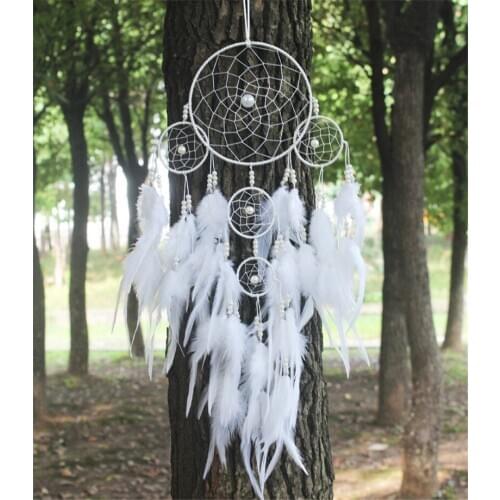 New fashion originality big Hot white Dreamcatcher Wind Chimes Indian Style pearl Feather Pendant Dream Catcher Gift