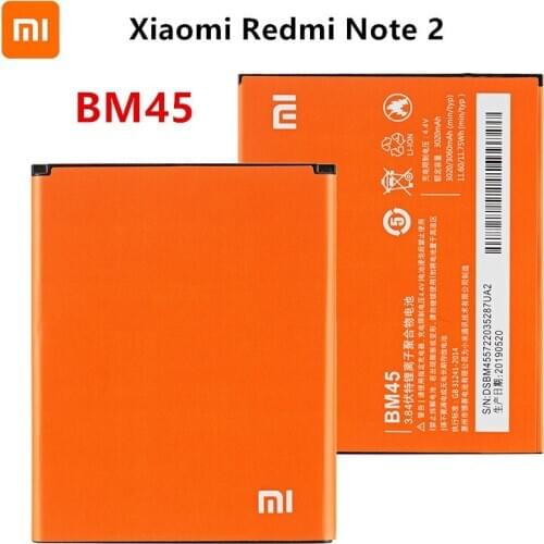 Xiao mi 100% Orginal BM45 3060mAh Battery For Xiaomi Redmi Note 2 BM45 High Quality Phone Replacement Batteries