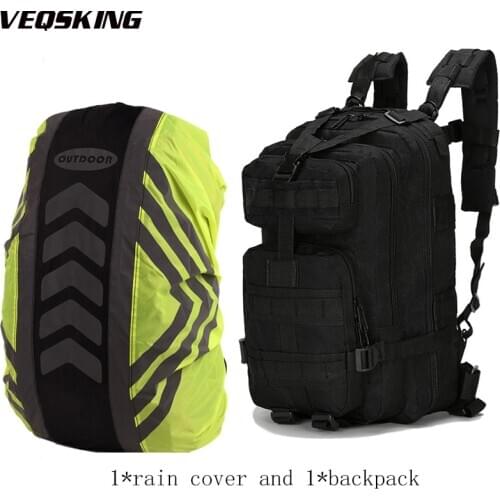 Outdoor Hiking Tactical Backpack With Rain Cover,Waterproof Molle Military Trekking Backpack,Unisex Camping Sport Climbing Bag