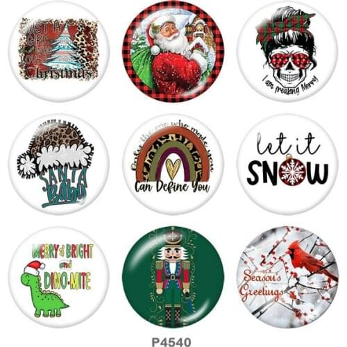 Christmas Santa Claus 12mm/18mm/20mm/25mm/30mm Round glass cabochon flat back Making findings snap button jewelry P4540
