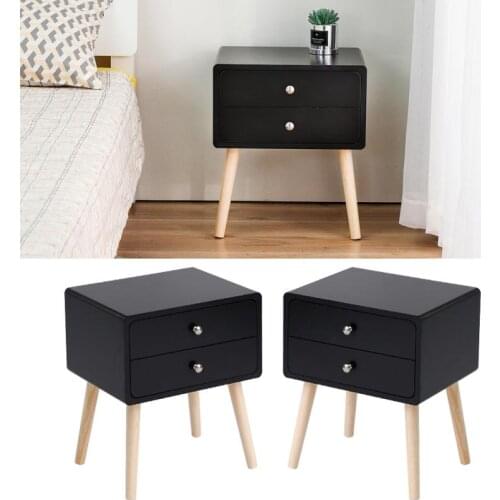 1pcs Modern Nightstands Bedside Table Cabinet Wood Two Drawers Nordic Minimalist Bedside Table Bedroom Furniture 42*32*50cm HWC