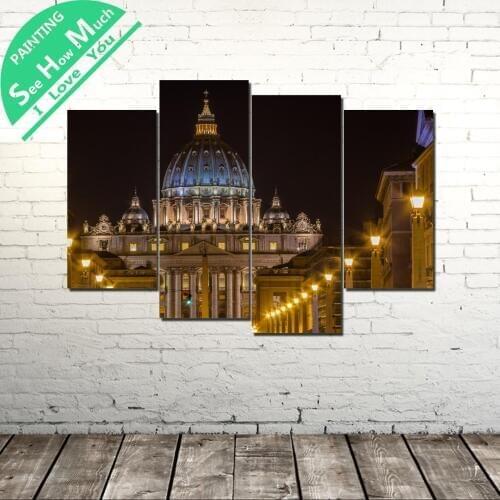 4 Piece St. Peters Basilica Modern Wall Pictures for Bedroom Print Canvas Painting Living Room Decoration Decor Home Decor