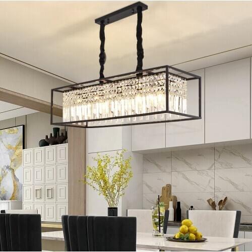 Modern Gold crystal Led Chandeliers Lighting Lustre Crystal Living Room Led Pendant Chandelier Light rectangular lamp Fixture