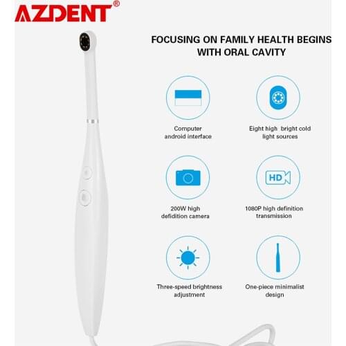 Dental USB Intraoral Camera 8 LED Light Sources 200W Pixel Oral Endoscope Dental Real-time Video 3 Speed Brightness Adjustment