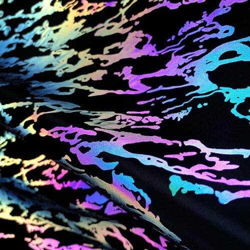 50cm*140cm Colorful Reflective Printed Fabric Luminous Cloth Magical Luminous Clothing Fabric for DIY Sewing Clothing Material