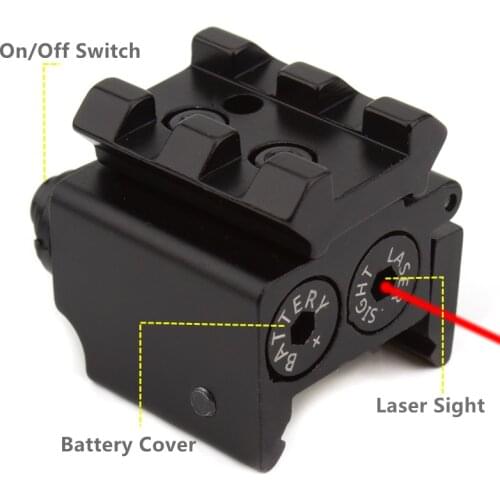 Mini Pistol Sight Tactical Compact Pistol Red Laser Sight with Picatinny 20mm Rail Gun Glock Aiming Pointer Collimator