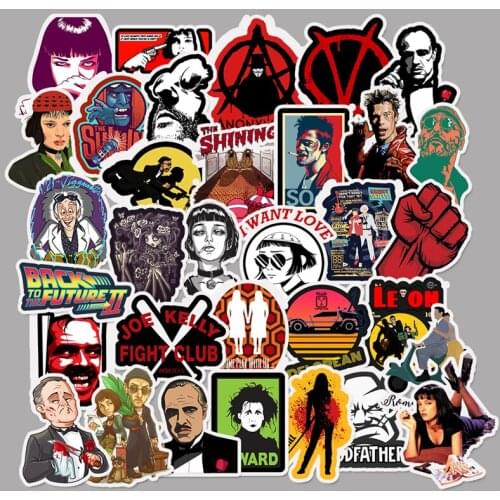 50pcs Classic Movie Art Painting Kill Bill Pulp Fiction Poster Stickers For Luggage Laptop Skateboard Waterproof Stickers