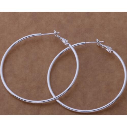 2017 New Hot Women lady big Promotions silver color fashion Classic circle earrings Women jewelry Free Shipping AE580