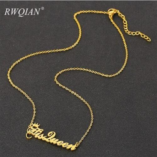His Queen Pendant Necklace Stainless Steel Personalized Necklaces Custom Name Gold Chain Necklace for Women Charm Jewelry Gift