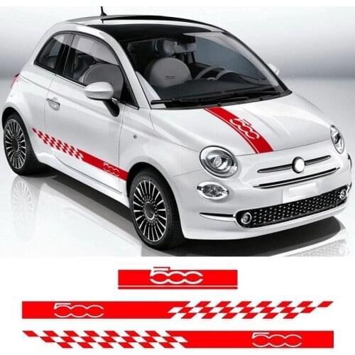 1 Set Car Hood Bonnet Stickers Body Door Side Skirt Stripes Decal for Fiat 500 Auto Decorate Vinyl Film