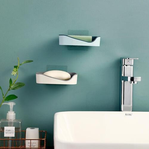 1PC Soap Dishes Drain Sponge Holder Bathroom Organizer Wall Mounted Storage Rack Soap Box Kitchen Hanging Shelf QA 202