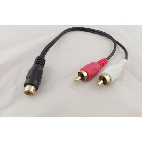 1pc RCA Phono Female To 2x RCA Male Gold Plated Video Audio Adapter Y Splitter Cable 28cm