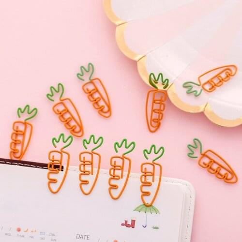 10pcs/lot Kawaii Carrot Shape School Office Supply Paper Clip Bookmark Gift Stationery For Book Accessories Teacher Gifts