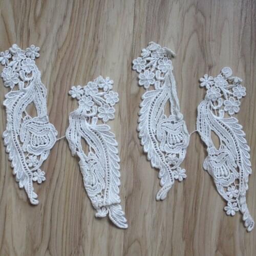 20/50 Pairs 23*7cm Off White Embroidery Angel Wings Lace Patch for Wedding Dress Decorations DIY Craft Sewing Accessories