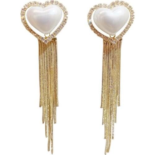 2021 Top Zinc Alloy Brinco Love Tassel Long Earrings For Women Brincos Feminino Wedding Jewelery Korean Fashion Piercing