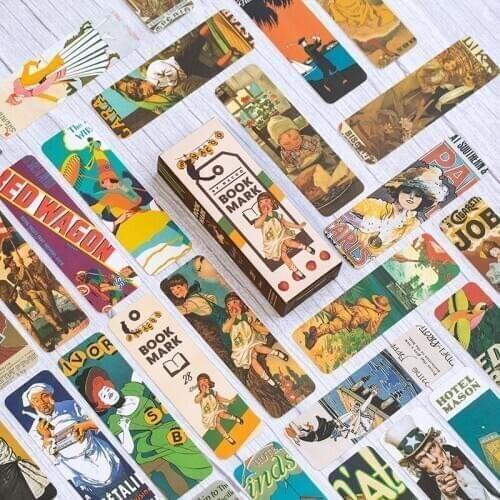 28Sheets/Pack Retro Fruit Girl Bird Bookmark Paper Bookmarks Vintage Page Book Marker Stationery School Office Supplies sl2624