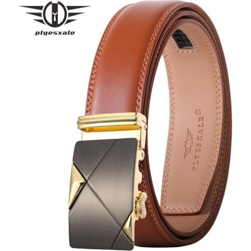 3.5cm Width Automatic Buckle Mens Belts Luxury Blue Brown Black White Leather Belts For Men High Quality Male Cummerbunds B519