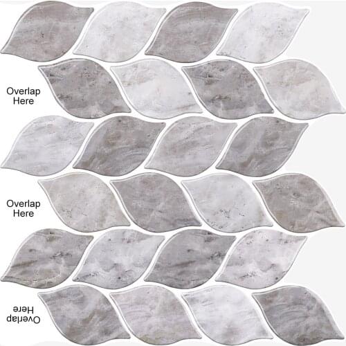 3D Marble Wall Sticker Tile Backsplash Leaves Self-Adhesive Stone Wall Panels Home Decals Stickers Tile for Kitchen Bathroom