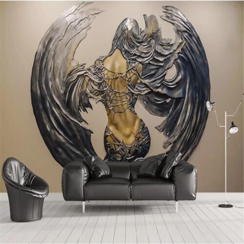 Milofi custom photo 3D wall covering mural wallpaper Nordic three-dimensional relief abstract wings beauty background wall mural