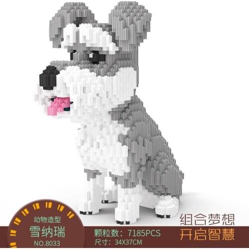 7185pcs Dog Schnauzer Building Blocks Animal Brick Pet Corgi Dog Persian Cat Panda Pig Giraffe Diamond Brick Toy For Adult
