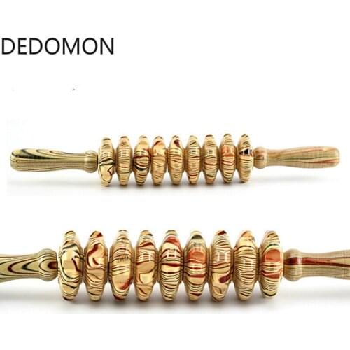 9-Wheel Wooden Abdomen Massage Roller Trigger Point Fitness Roller Stick Muscle Relax Body Anti Cellulite Acupuncture Massager