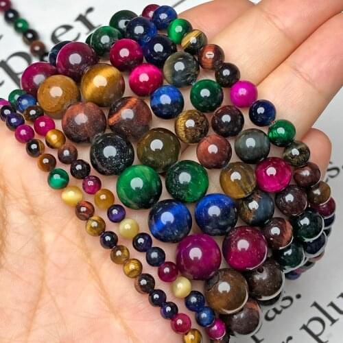 AAA+ Natural Stone Multi Colors Tiger Eye Beads Round Loose Spacer Gem Beads For Jewelry Making DIY Energy Necklace Bracelets