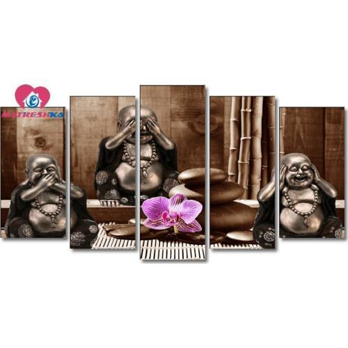 Diamond embroidery Buddha diamond painting cross stitch full square painting triptych Pictures rhinestones Diamond plate Kraft