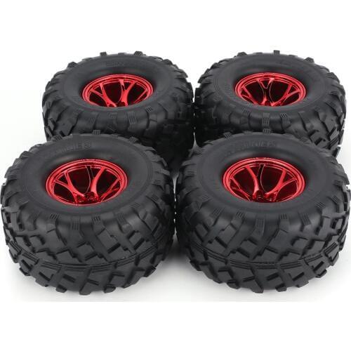 AUSTAR 4pcs AX-3004 130mm Rim Rubber Tyre Tire Wheel Plastic Hub for 1/10 RC Bigfoot Model HSP HPI Beadlock RC Model Toy Parts