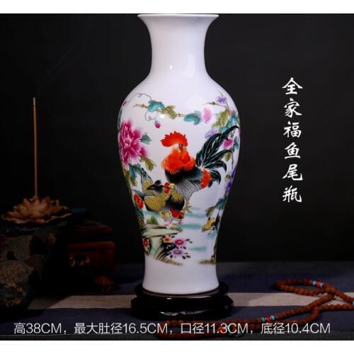 Free Shipping Jingdezhen Ceramic Vase Modern Chinese Style Lotus Fish Vase Wedding Gifts Home Handicraft Furnishing Articles