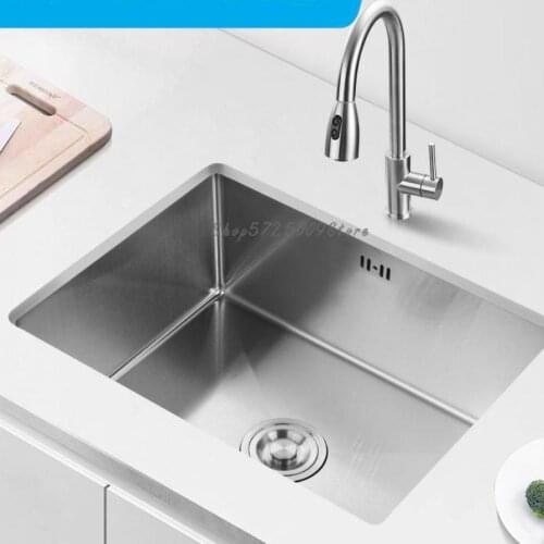 304 Stainless Steel Sink Large Single Basin Manual Sink Kitchen Built-in Undercounter Basin Sink Sink