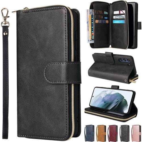 Luxury Zipper Wallet Flip Leather Case For Samsung Galaxy A01 A10S A20S A20E A02S A10 A20 A30 A40 A50 A70 Multi Card Slots Cover