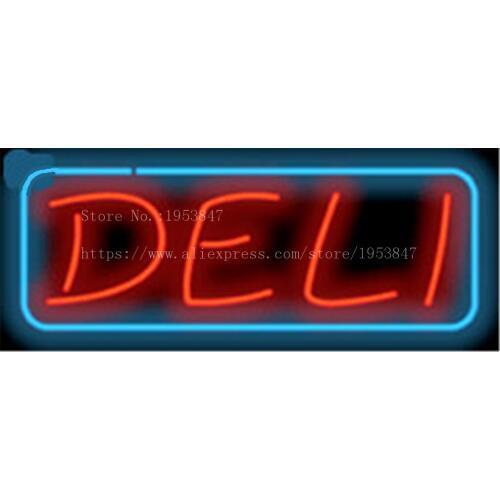 Deli Neon sign Real Glass Tube Bulbs Light Bar Beer Club Decoration Custom Signs Signboard Bread Store Shop 17"x14"